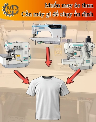 May áo thun cần những loại máy nào cho từng công đoạn
